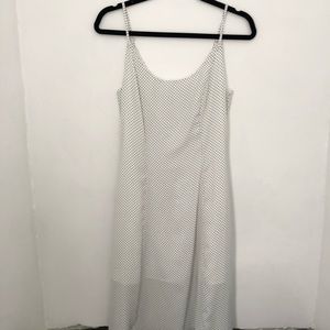 White polka dot midi dress